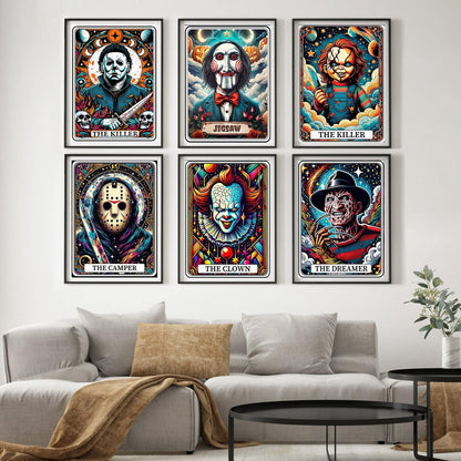 WUDWL 6 Pack Halloween Diamond Art Kits for Adults Beginners,Horror Diamond Painting Kits for Adults,5D Full Drill DIY Diamond Dot Gem Art Kit Wall Home Decor Arts Craft 12x16 inch
