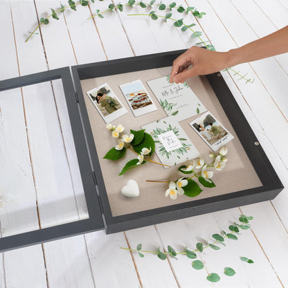Americanflat Front Opening 11x14 Shadow Box Frame with Shatter-Resistant Glass - Silhouette Collection - Shadow Box Display Case for Tabletop and Wall Display - Black
