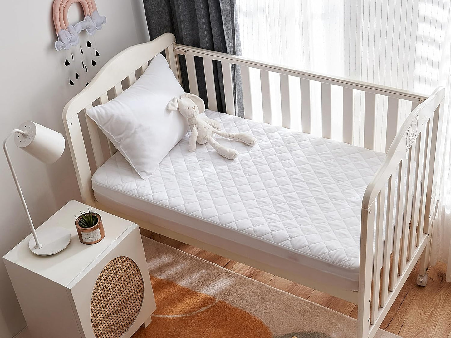Elif Home Goods 2 Pack (2 Pack) Crib Size Waterproof Mattress Protector, Quilted Cooling Fitted Bed Mattress Cover Pad