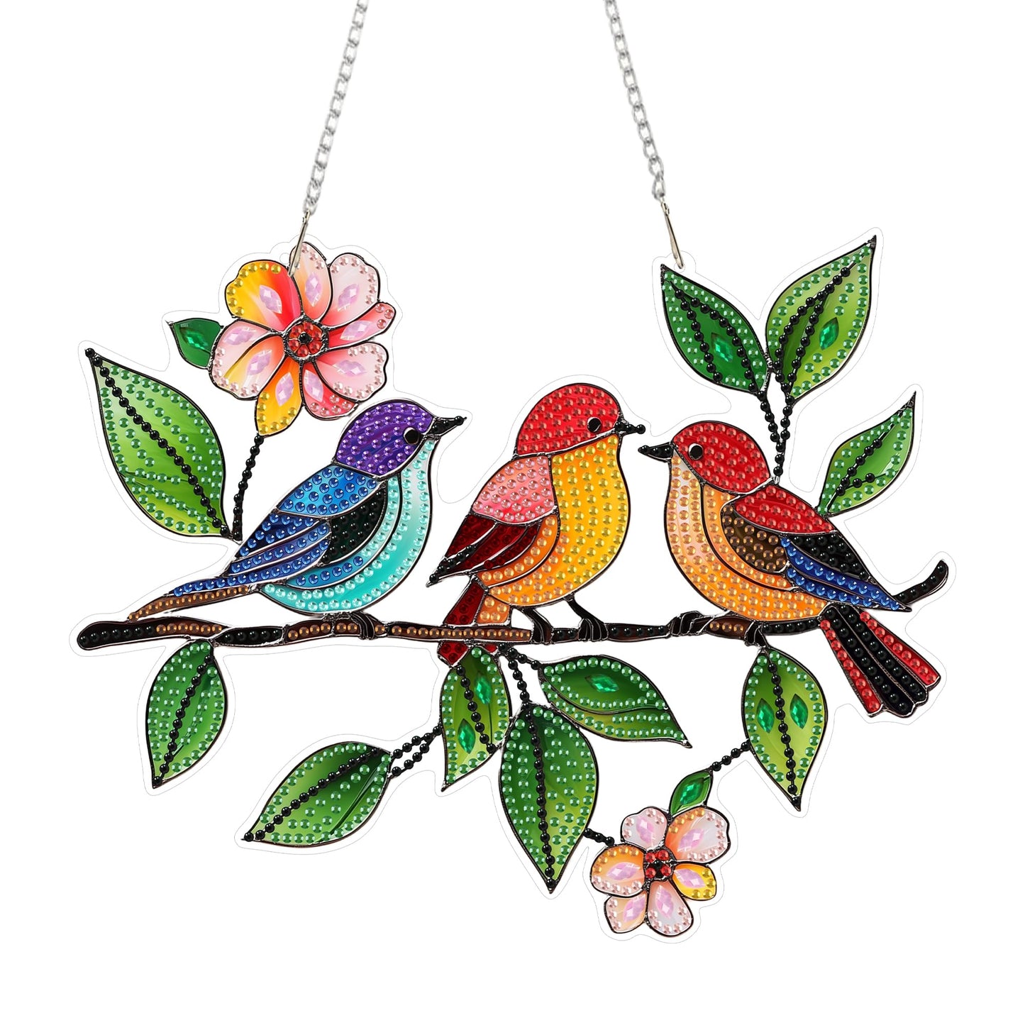 Eiflow Hanging Diamond Art Ornament Kit Bird, Special Crystal Diamonds Painting Pendant for Adults, DIY Acrylic Board Gem Painting Kit for Door Window
