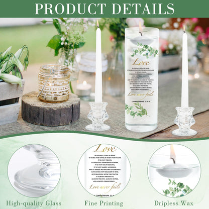 Unity Candles with Glass Holder for Wedding Ceremony - Unity Candles for Wedding, Religious Ceremony Ideas Marriage Decoration Accessories Set for Newly Couple Anniversary Church