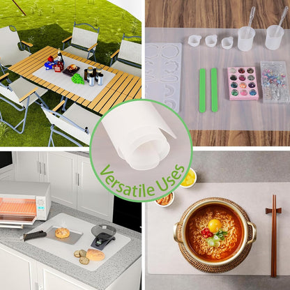 Large Clear Silicone Mats for Kitchen Counter, 14” x 20” Non-slip Waterproof Countertop Protector Liner (2/Pack)
