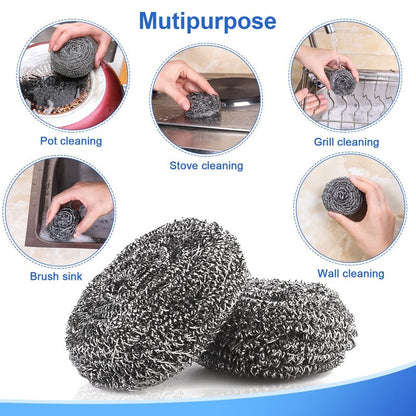 ovwo 12Pack Upgraded Steel Wool Scrubbers - Premium Stainless Steel Scrubber, Metal Scouring Pads, Steel Wool Pads, Kitchen Cleaner, Heavy Duty Cleaning Supplies - Especially for Tough Cleaning