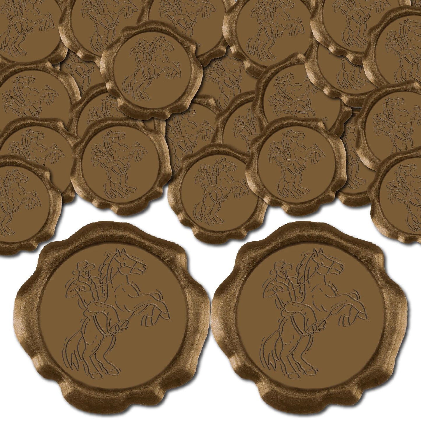 CRASPIRE Cowboy Wax Seal Stickers 50Pcs Self Adhesive Wedding Invitation Envelope Sealing Stamp Sticker Horse Vinatge Bronze for Birthday Christmas Wrapping Party DIY Craft Greeting Card Decor