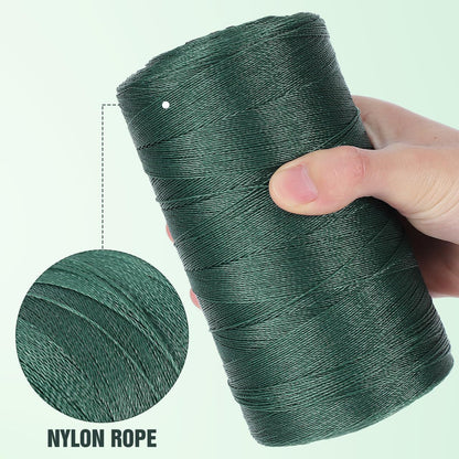 1Roll Braided Nylon Twine: 6-Strand Fishing Net Repair Rope for Outdoor Camping Marine Binding (Dark Green‌)