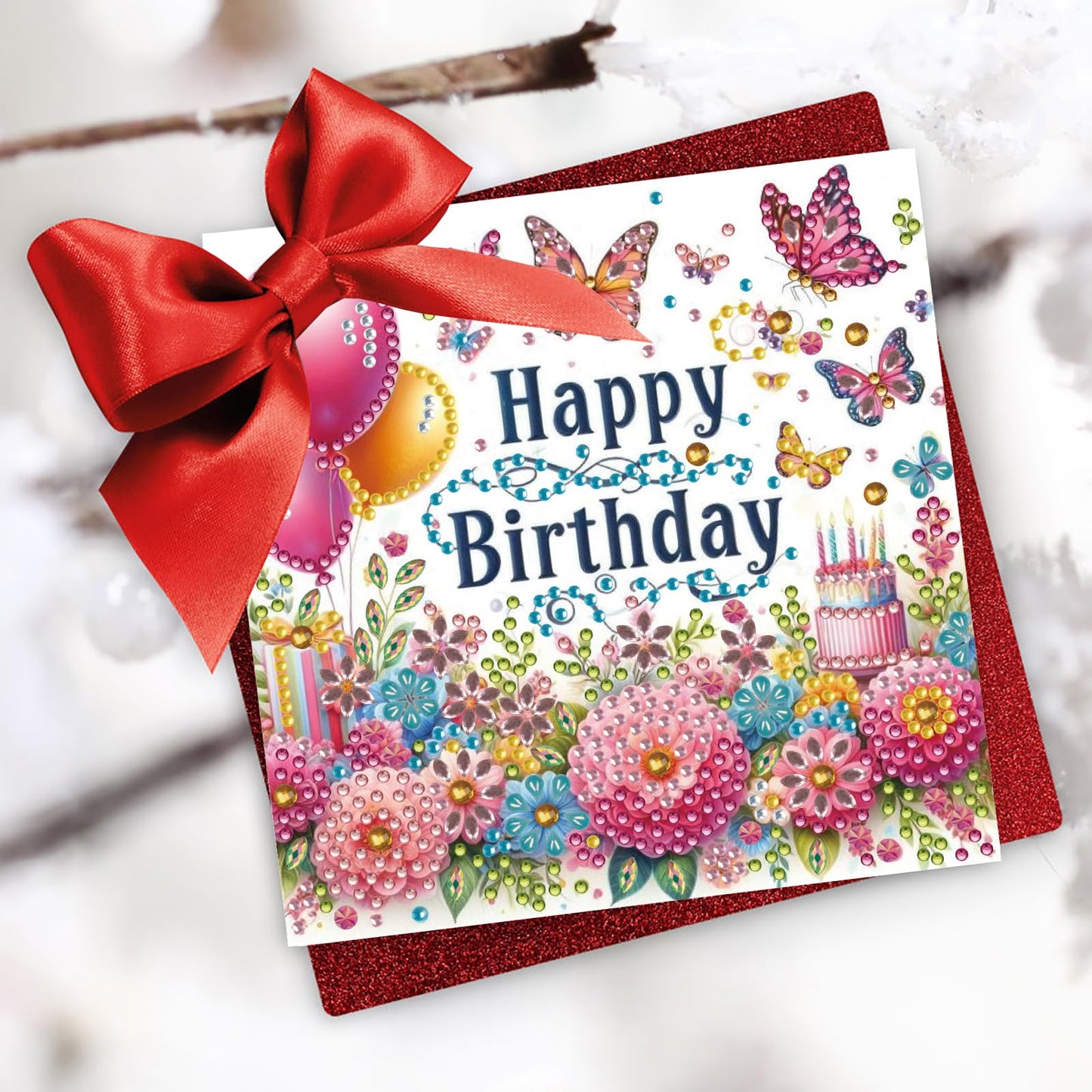 ARTopet 6Pcs DIY Folding Greeting Card Diamond Art Painting Creative Design Foldable Thank You Cards Blessing Greeting Card Set for Birthday Christmas Crafts Gift-Happy birthday01