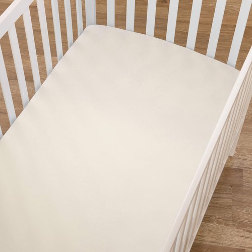 American Baby Company 100% Natural Cotton Percale Fitted Crib Sheet for Standard Crib and Toddler Mattresses, Cream, Soft Breathable, for Boys and Girls