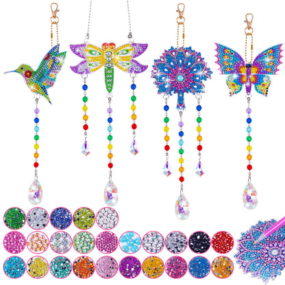 WethCorp Diamond Painting Arts and Crafts for Kids Ages 8-12,Birthday Gifts for 6 7 8 9 10-12 Year Old Girls Diamond Art Kits for Adults Teen Girl Gifts Trendy Stuff Wind Chimes Home Decor (4 PCS)