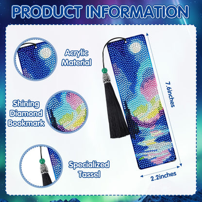 Sitsink Aurora Diamond Art Bookmarks - 8 Pcs Diamond Painting Bookmarks Northern Polar Lights Theme Gem Art Rhinestone Craft Kit for Adult Women Christmas Gift