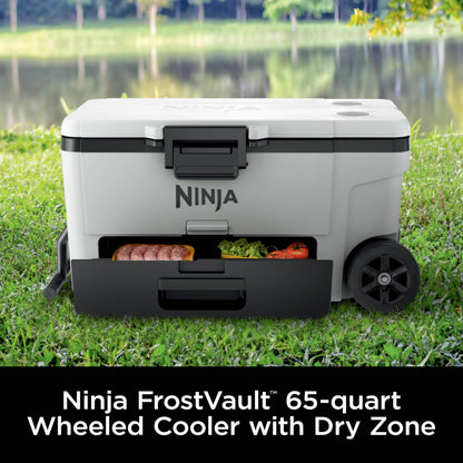 Ninja FrostVault | 65qt Wheeled Cooler with Cold Dry Zone | Integrated Fridge-Temp Dry Storage Drawer | Premium Heavy-Duty Insulated Cooler | Keeps Ice Cold for Days | Smokey Mauve | FB265MV
