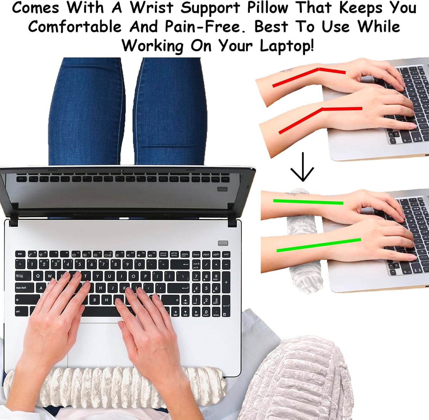 Homie Reading Pillow with Wrist Support, Has Arm Rests, and Back Support for Bed Rest, Lounging, Reading, Working on