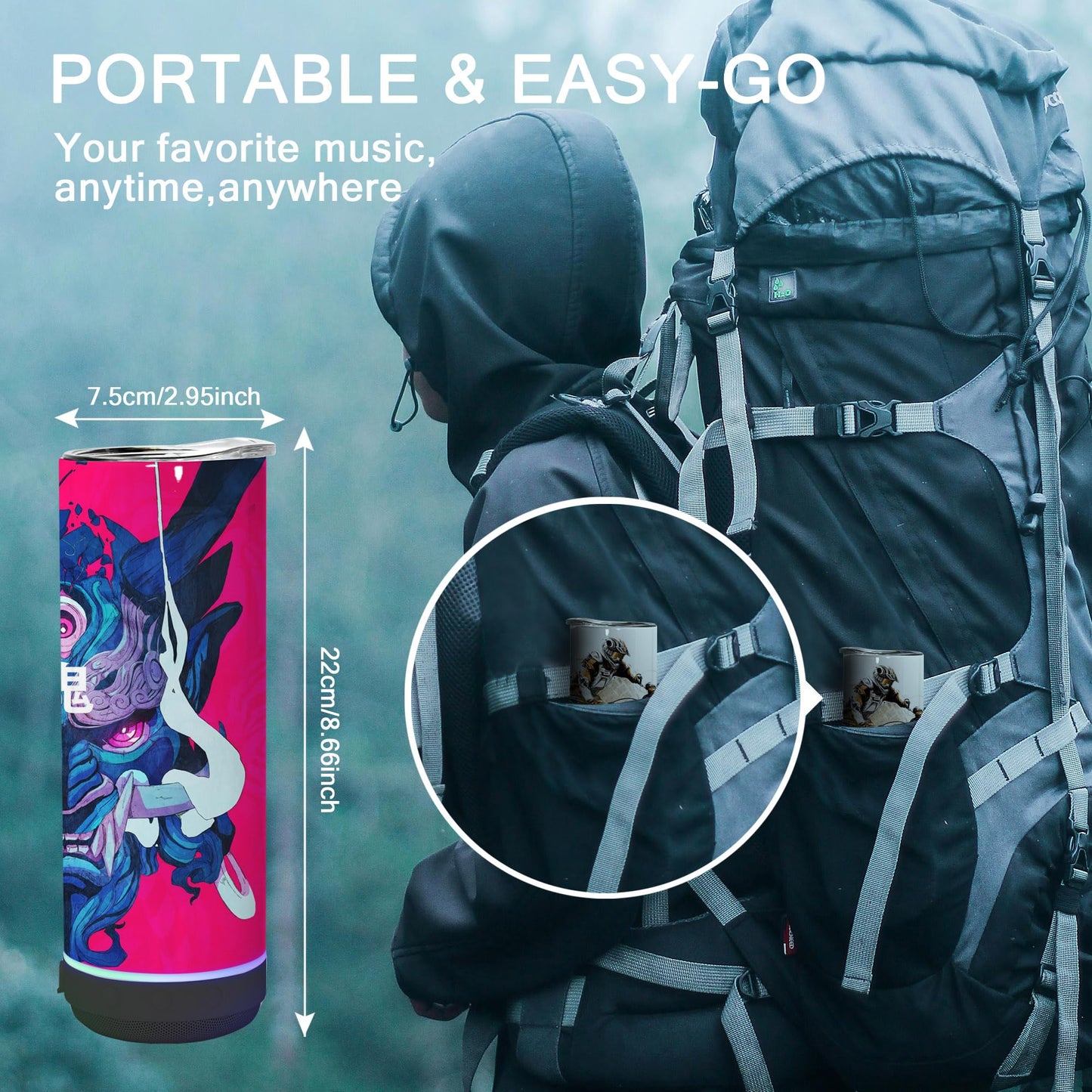 sweet grain Music Speaker Tumbler(4Pack) - Sublimation Tumbler 20 oz Skinny Straight with Speaker, Straw & USB Charging Cable, Sublimation Speaker Cups - Black