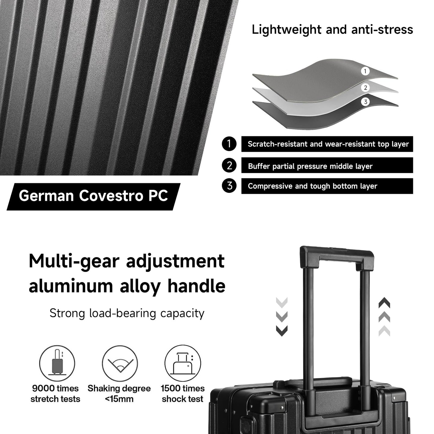 MYER Hard Case 26 Inch Checked Luggage with Spinner Wheels,Aluminum Luggage with 100% 3-Layer PC,Hard Shell Suitcases with Wheels,Cup Holder and USB Port