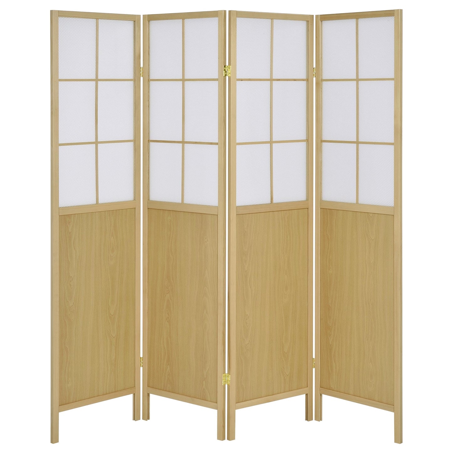Coaster Home Furnishings Edwards 4-Panel Room Divider Folding Shoji Screen Natural