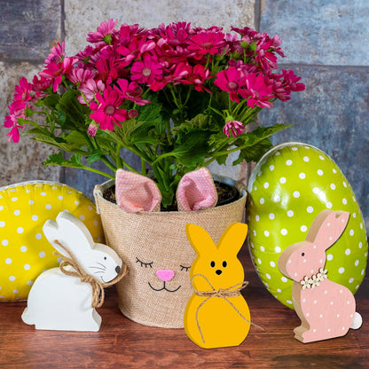 24 Pieces Easter Wooden Bunny Cutouts Unfinished Bunny Table Wooden Signs Peeps Bunny Shaped Blank Wooden Signs Rabbit Shape Tabletop Decor for Easter Spring Home Classroom DIY Art Craft, 6 Designs