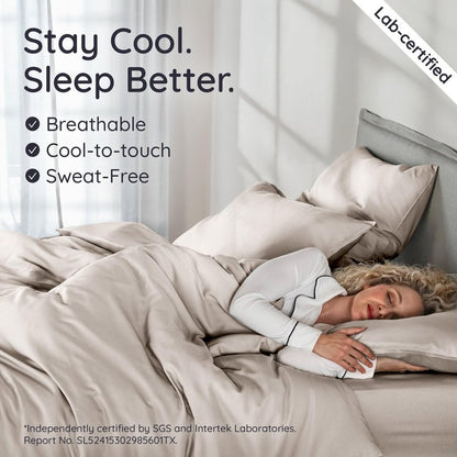 Bambaw 100% Viscose Derived from Bamboo Duvet Cover King Size – 3 Piece Duvet Cover Cooling King Size, Extra Soft & Breathable, Includes 2 King Pillow Shams, No Comforter (Sand)