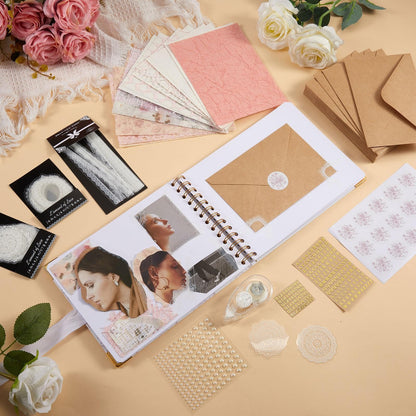 Humyoun Wedding Guest Book Letters to The Bride Scrapbook Wedding Memory Book Bridal DIY Blank Paper Scrapbook Photo Album Guest Sign with Pearl Stickers(8.5 x 7 Inch,Floral,Pink)