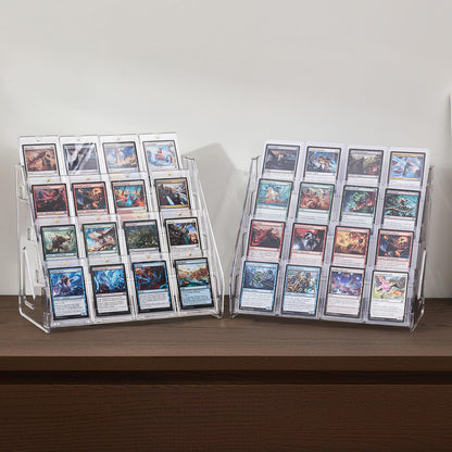 DEEIF 4 Tier Acrylic Trading Card Display Stand, 12" Riser Display Shelf for Magnetic Holders, Toploaders, PSA Graded Cards, TCG Sports Card Collection (2 Pack)