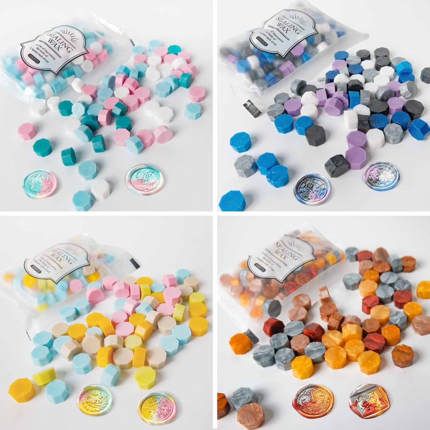 Sealing Wax Beads, 10pack Unique Color Combination- Mixed Color (Approx.1000pcs)- for Wax Seal Stamps, Letter Sealing & Wedding Invitations - Try The Color Suit