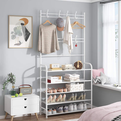 Rack,3-in-1 5-Tier 8 hooks,20-25 UDEAR Entryway Coat Hall Tree Multifunctional Storage Shelf with Shoe Bench and Pairs