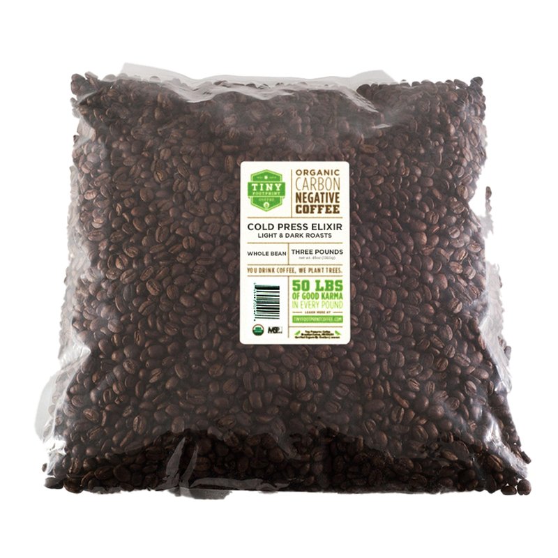 Tiny Footprint Coffee - Organic Cold Press Elixir Cold Brew | Blend of Light & Dark Roasts, Whole Bean Coffee | Fair Trade, Shade Grown & Carbon Negative | 3 Pounds