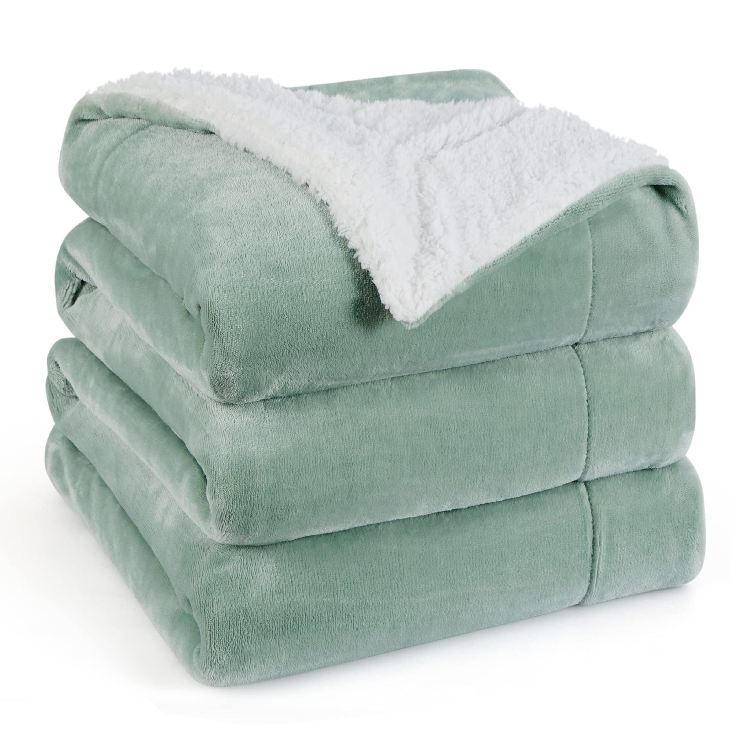 Bedsure GentleSoft Sherpa Fleece Blankets Queen Size for Bed - Thick and Warm, Soft Fuzzy Plush Queen Blanket for Winter, Grey, 90x90 Inches