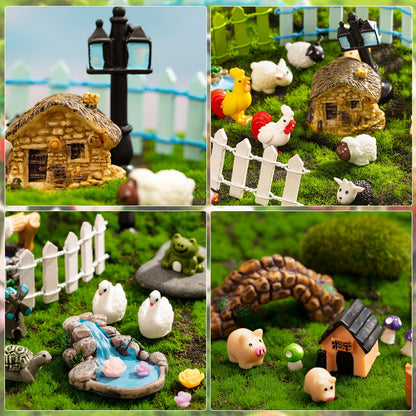 Tuanse 248 Pcs Garden Miniature Accessories, Garden Kit, Animals, Resin Miniature Figurines House Accessories Micro Landscape Ornaments for DIY Kit Plant Decoration House Decor