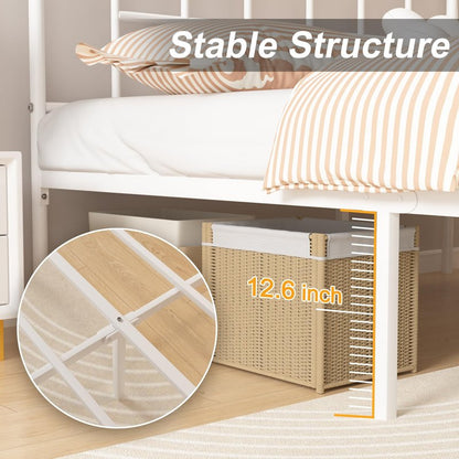 VECELO Full Metal Platform Bed Frame with Headboard, Heavy Duty Steel Slat Support, Under Bed Storage,No Box Spring Needed, Easy Assembly