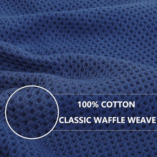 Homaxy 100% Cotton Waffle Weave Dish Cloths - Ultra Soft & Absorbent Kitchen Towels | 12x12 Inches, Navy Blue, 24-Pack
