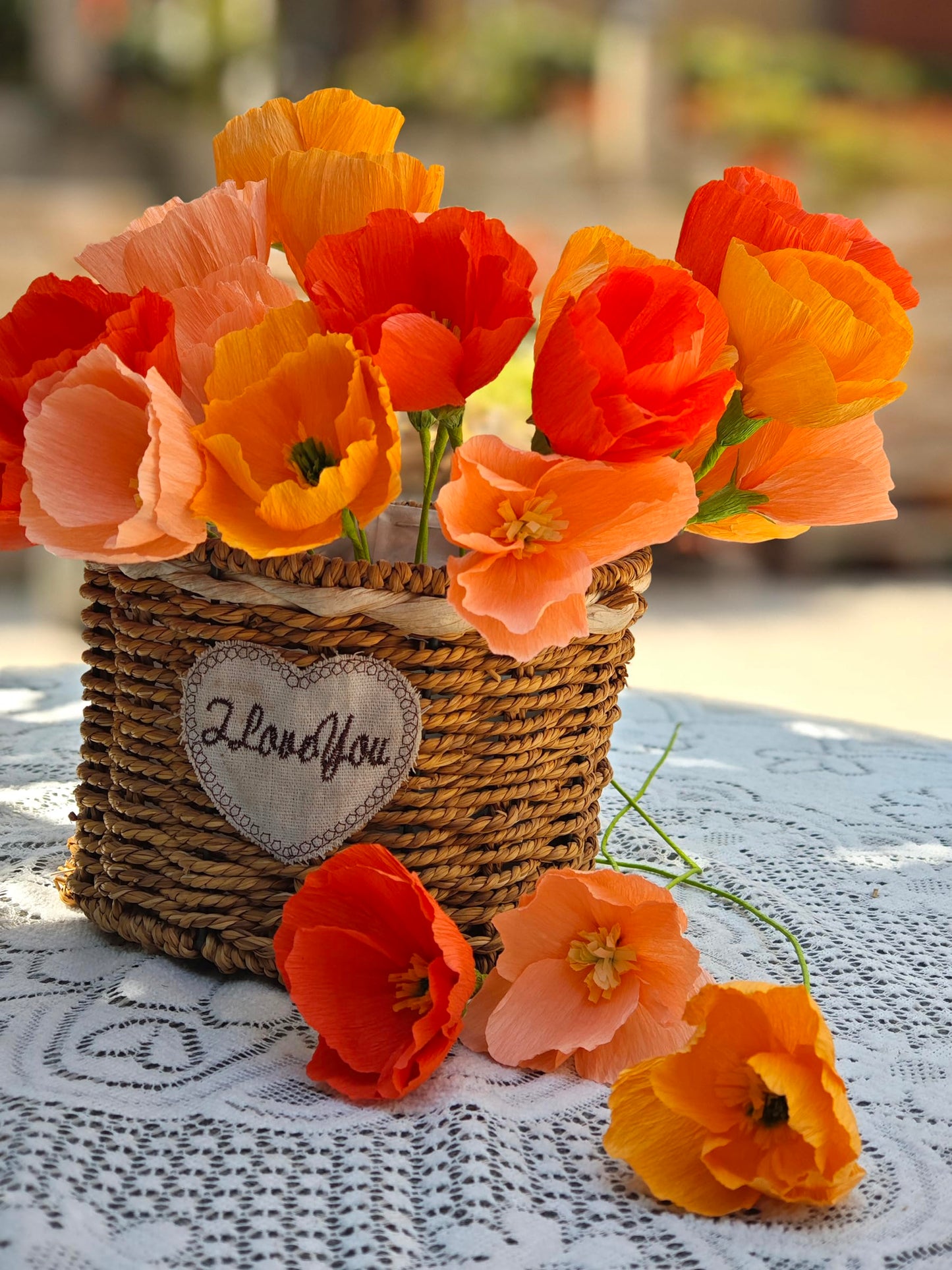 Mybbshower Orange Crepe Paper Poppy Flower DIY Making Kit Home Decoration Table Decor Pack of 24 pcs