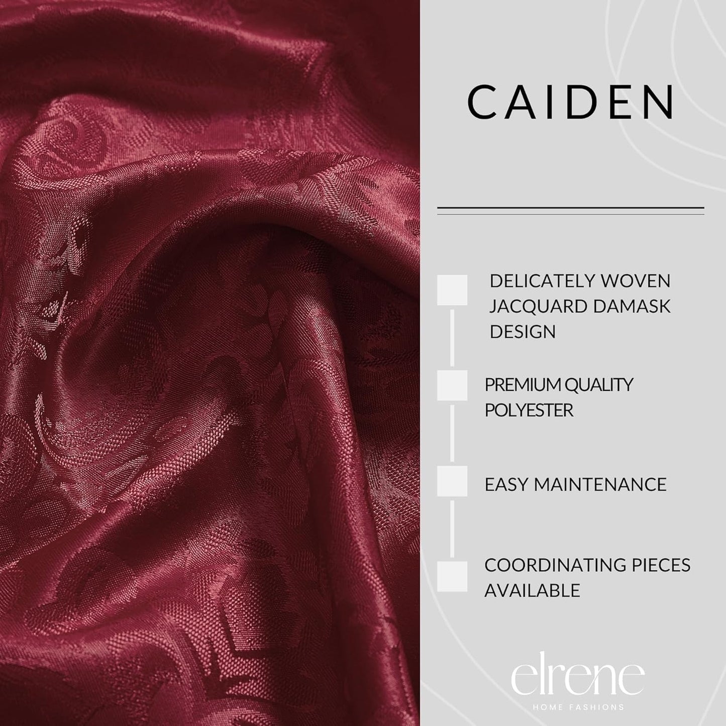 Elrene Home Fashions Caiden Elegance Damask Fabric Placemats, 13" x 19", Cranberry, Pack of 4