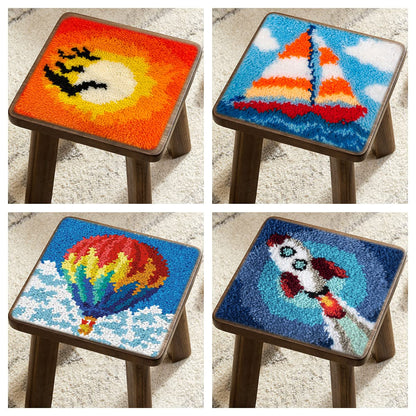 Generic Cartoon White Baseball Latch Hook Rug Kit for Beginner Kids Easy Little Mat with Printed Canvas DIY Hook Making Crochet Yarn Craft Tapestry for Decoration and Gift 12x12inch, As Main Picture