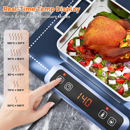 UJR 5 Portable Food Warmer Warming Mat: Electric Rollable Warming Tray for food with Real-Time Temp Display, Temp