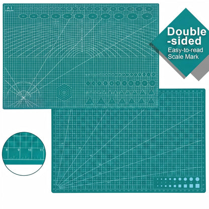 THMINS Self-Healing Sewing Mat, 12"18", 5-Ply Double-Sided Rotating Cutting Mat for Precision Sewing, Fabric Cutting, Crafts and Scrapbooking, A3, Green