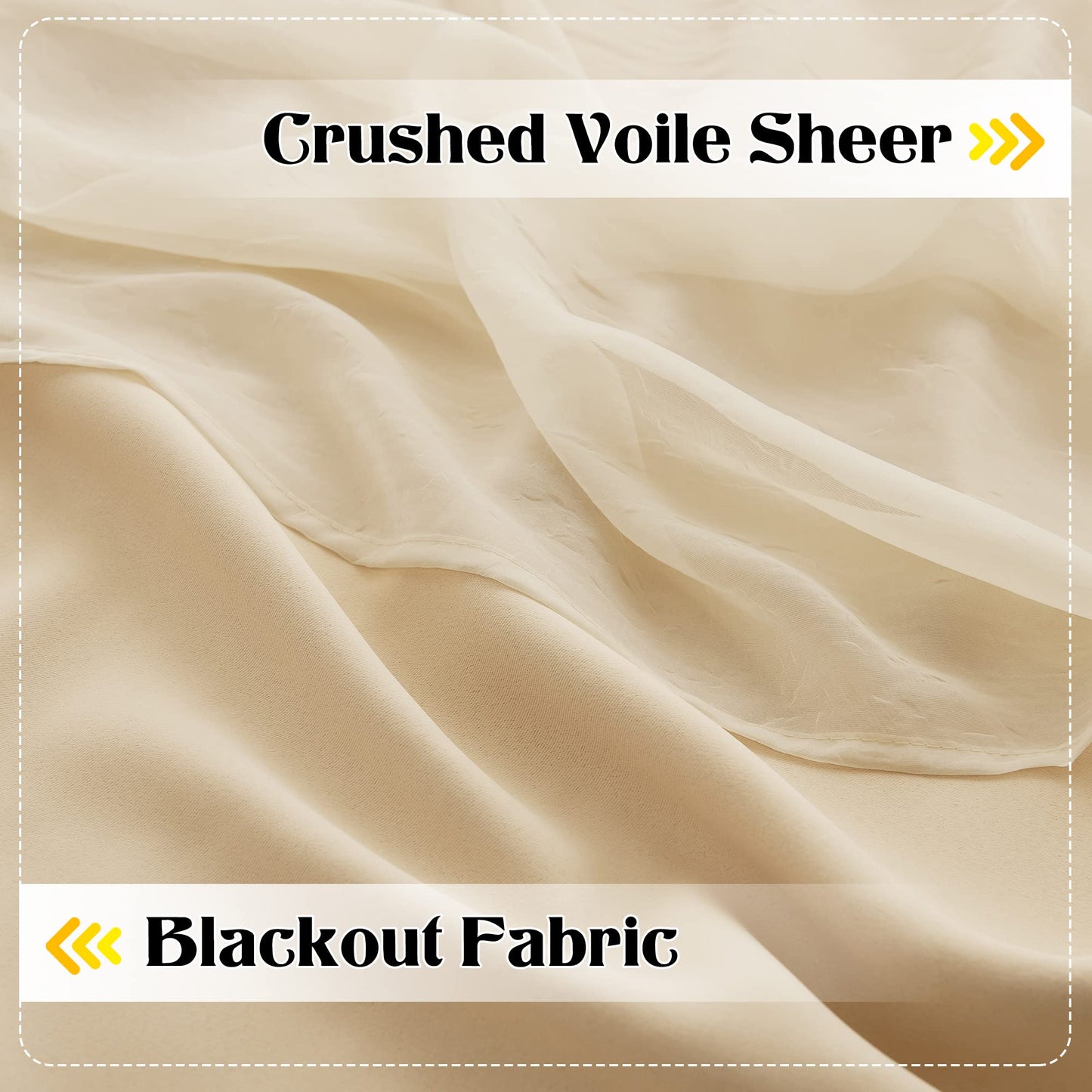 NICETOWN Bedroom Nursery Biscotti Beige Curtains Double-Layered Sheer & Blackout Panels with Free Tie-Backs, Home Decor Window Drapes for Kids (2 Panels, 52 inches Wide x 72 inches Long)