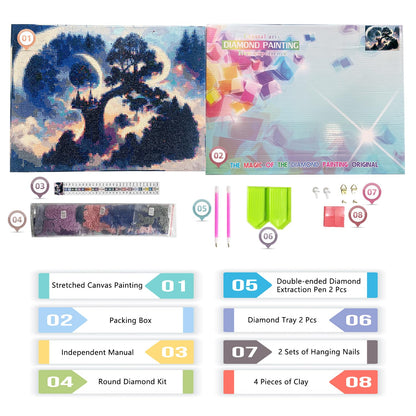 Meow Love 5D Diamond Painting Kit for Adults with Pre-Framed Canvas - DIY Wall Art Home Decor,Easy to Hang,Stress Relief Craft Gift for Women,15.8 x 11.8 Inch. (The Cloud Forest)