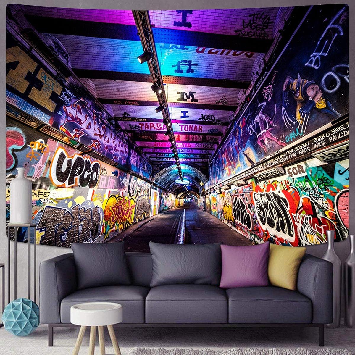 MEETSIOY Graffiti Wall Tapestry, 80x60 Inches Street Creative Art Hanging Decor GTLHMT1026