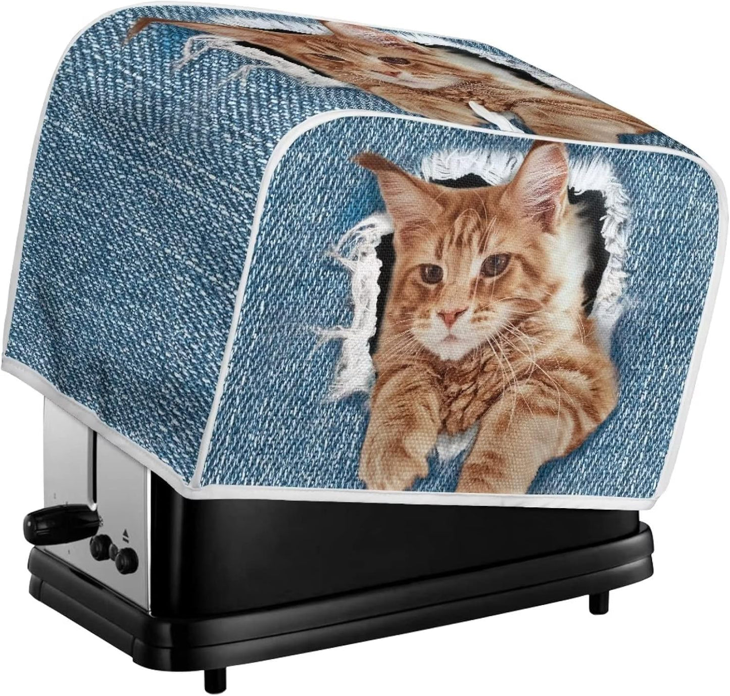 chaqlin Novelty Toaster Oven Cover, 4 Slice Wide Slot Decorative Bread Maker Bag with Cat Design