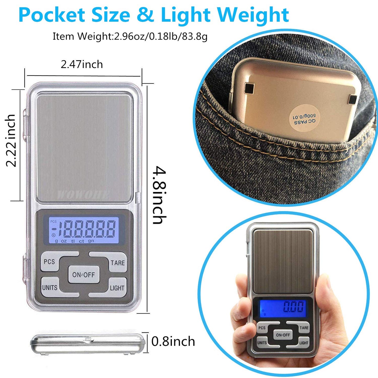 Portable Food Travel Scale Digital Kitchen Scale 500g Capacity High Precision Miniature Measuring Scale