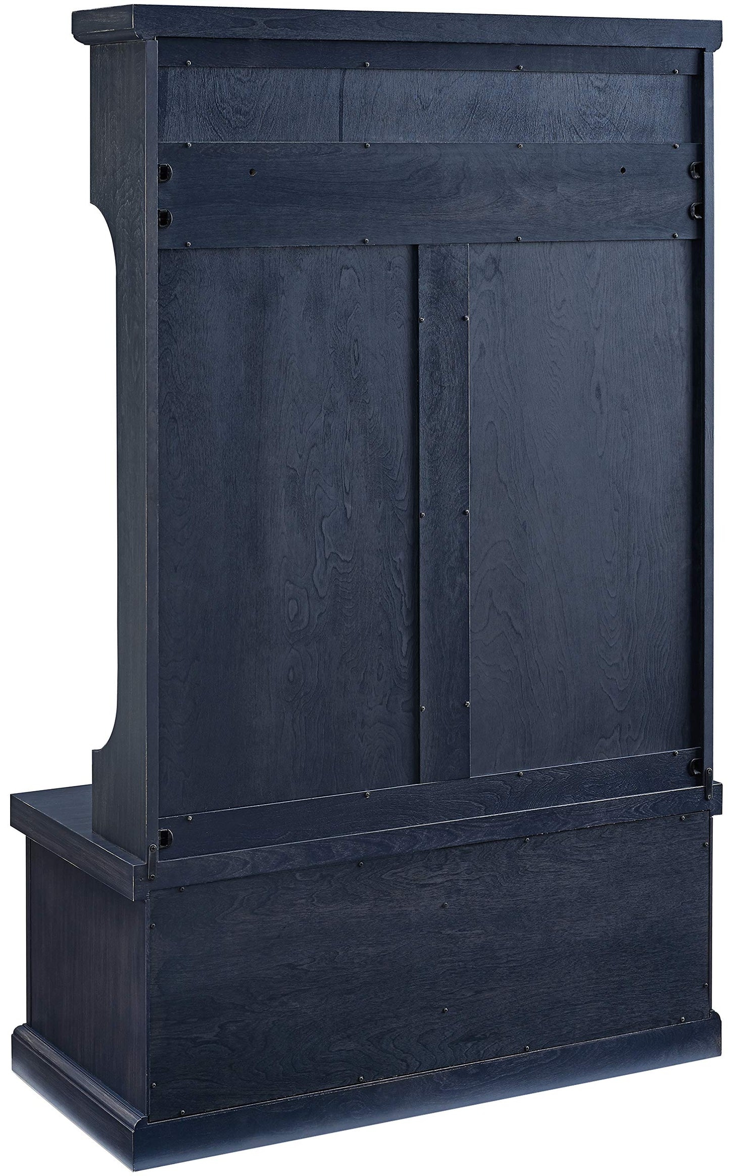 Crosley Furniture Seaside Hall Tree with Shoe Rack Bench and Coat Hooks for Hanging Storage, Distressed Navy