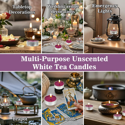 Purple Tea Lights Candles Bulk - 25Pcs MAQIHAN Tea Candles Mini Votive Mini Candle with Cotton Wick for Home Decoration,Pool,Shabbat,Wedding,Emergencies