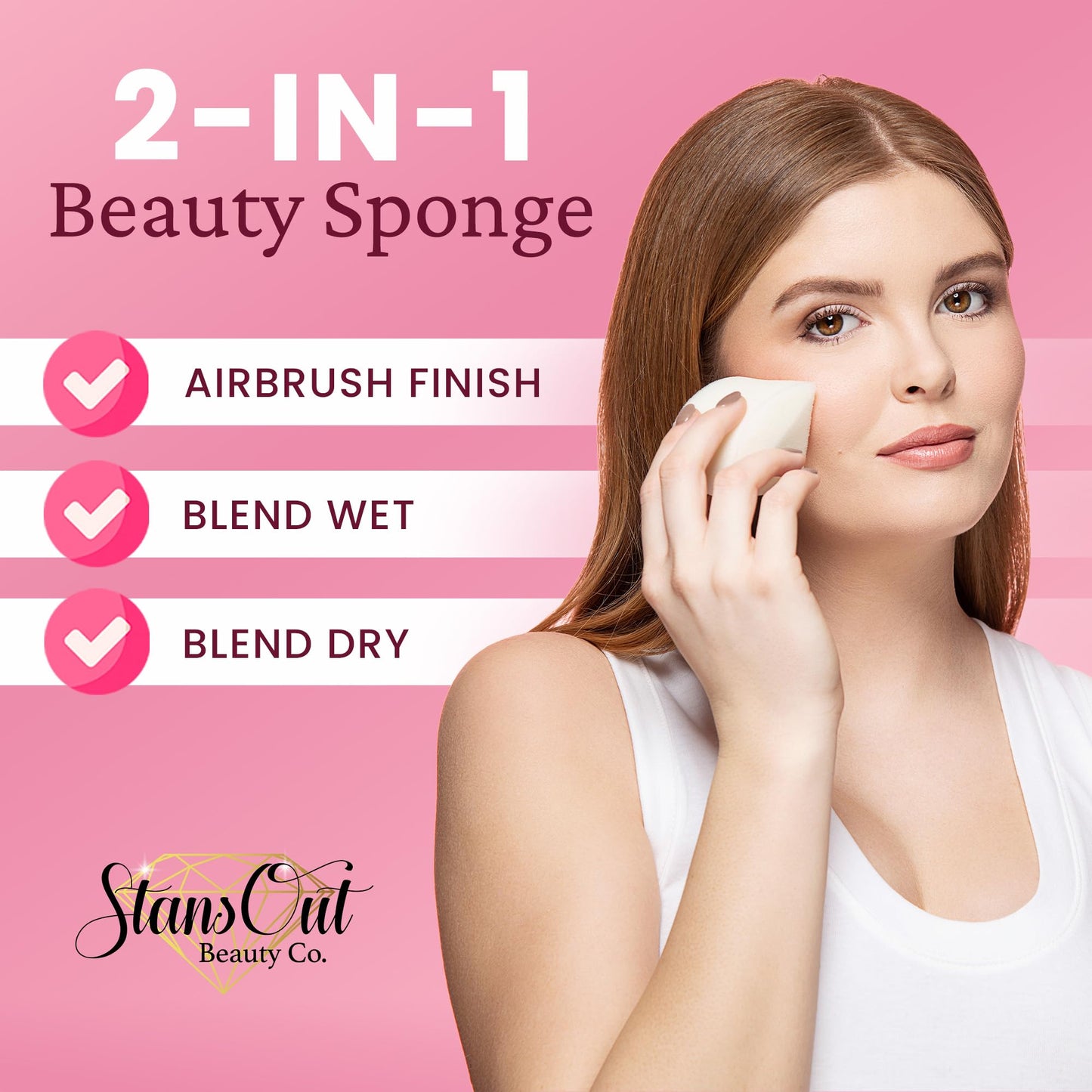 StansOut Memory Foam Makeup Sponge – No-Water-Needed Blender for Liquid, Cream & Powder Foundation – Airbrush Finish, Flawless Application