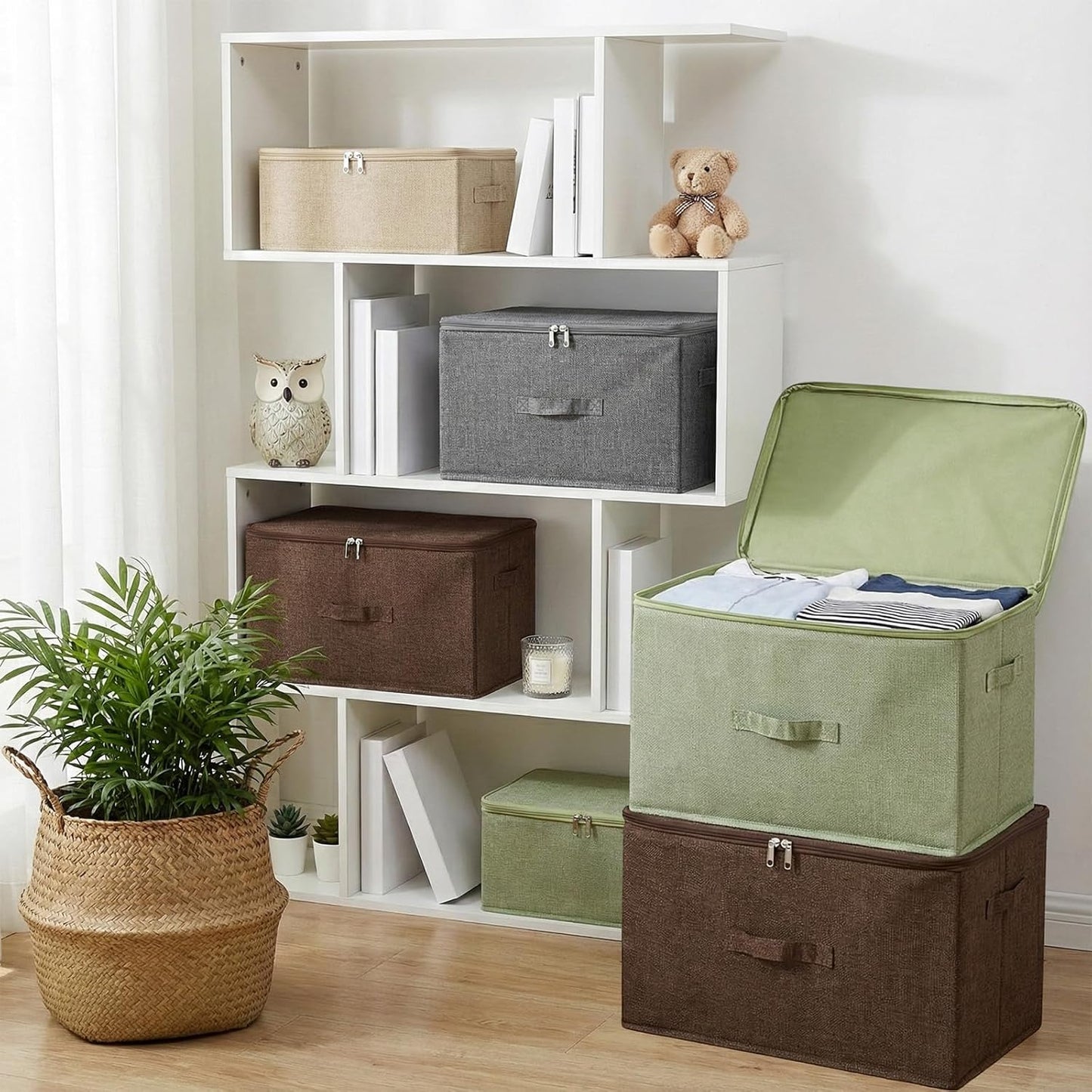 36 Closet ANMINY Storage Bins with Zipper Lids Qt Lidded Fabric Storage Boxes Baskets Cubes with Handles Collapsible