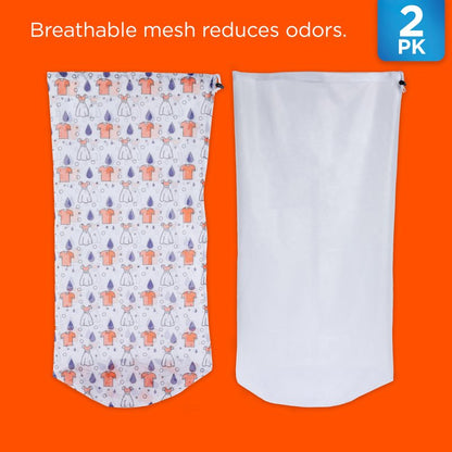 Tide Jumbo Mesh Laundry Bags, 2 Pack, 12" x 34", Holds Up to 3 Loads – Durable, Breathable Laundry Sack for Home, Dorm & Travel