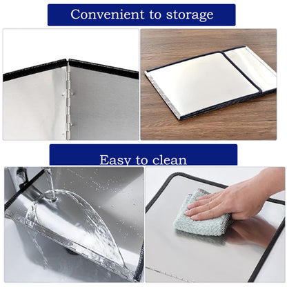 3-Sided Splatter Guard - Stainless Steel Foldable Grease Splatter Screen for Frying Pan, Nonstick & Heat Resistant Stove Top Shield, Stops Oil Splashes for Safer Cooking
