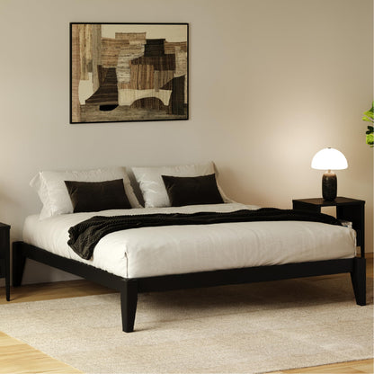 AllForWood Thor Premium Solid Wood Bed Frame King, Japanese Joinery Bed Frame with Wood Slat Support, Platform Bed, No Box Spring Needed, Easy Assembly, Minimalist & Modern Style (Midnight Charcoal)