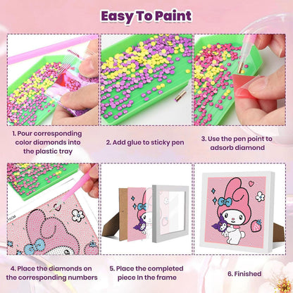 Sretoul 4 Pack Cartoon Diamond Art Kits for Kids - Kid Diamond Art Painting Kit Cartoon, Cute Gem Arts for Kids Ages 4 6 8 12, DIY Crystal Gem Kits for Children Girls Boys Gifts (6x6 inch)