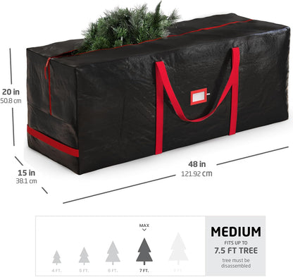 Zober Christmas Tree Storage Bag - Waterproof Protection for 7.5 Ft Trees - Durable Handles & Label Slot - Black