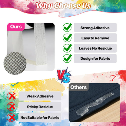 Hoacm 2 Rolls Double Sided Fabric Tape, Extra Strong Hem Tape No Sew No Iron, Fabric Adhesive Tape for Quick Clothing Hemming, Repairs & DIY Crafts (0.5inch x 40ft + 1inch x 40ft)