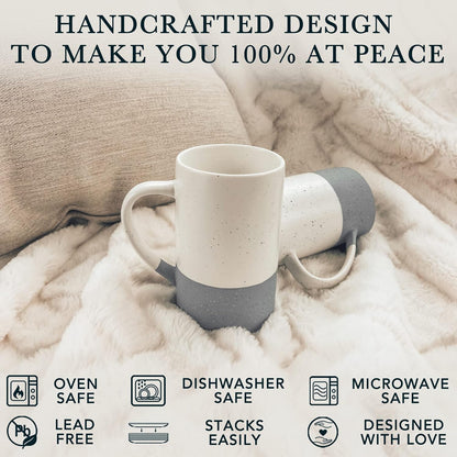 12oz Set 4 MORA Ceramics Coffee Mug of - Ceramic Tea Cups with Handle - Microwave and Dishwasher Safe, Perfect For Cup